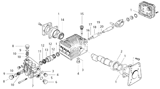 Pump Parts (1) Diagram and Parts List for PW3020  Campbell Hausfeld Pressure Washer